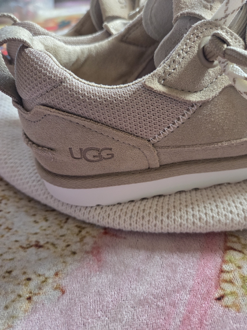 UGG Beige Suede Sneakers with Patterned Laces - Picture 11 of 16